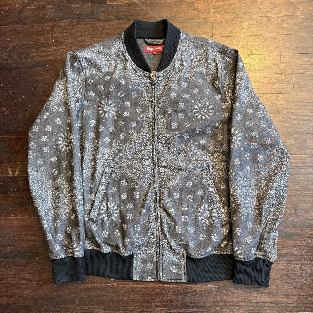 Ss13 Supreme Denim Paisley Bomber Jacket Medium Rare